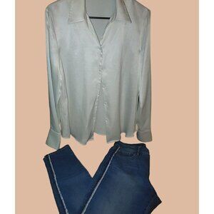 Gloria Vanderbilt Vintage Jeans Size 12 White Blouse